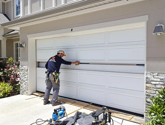 Valley Falls Garage Door Repair team performing complete garage door replacement at Valley Falls residence