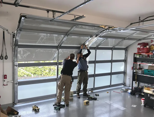 Valley Falls Garage Door Repair expert performing precise panel replacement on Valley Falls garage door